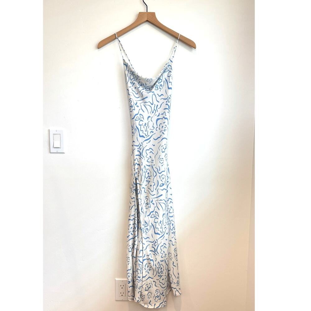NWT RESA Berri Slip Dress Matisse Print Blue White Midi Dress XS